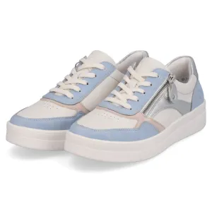 Remonte Kendra 01 Aqua/Off White Leather Sneaker (Women's) Dress With Casual Shoes