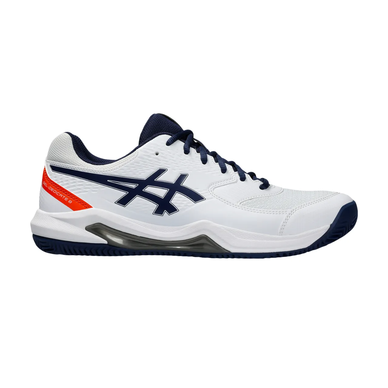 Cheerleading Tennis Shoes Asics scarpa da tennis da uomo per campi in terra battuta Gel Dedicate 8 Clay 1041A448-102 bianco-blu