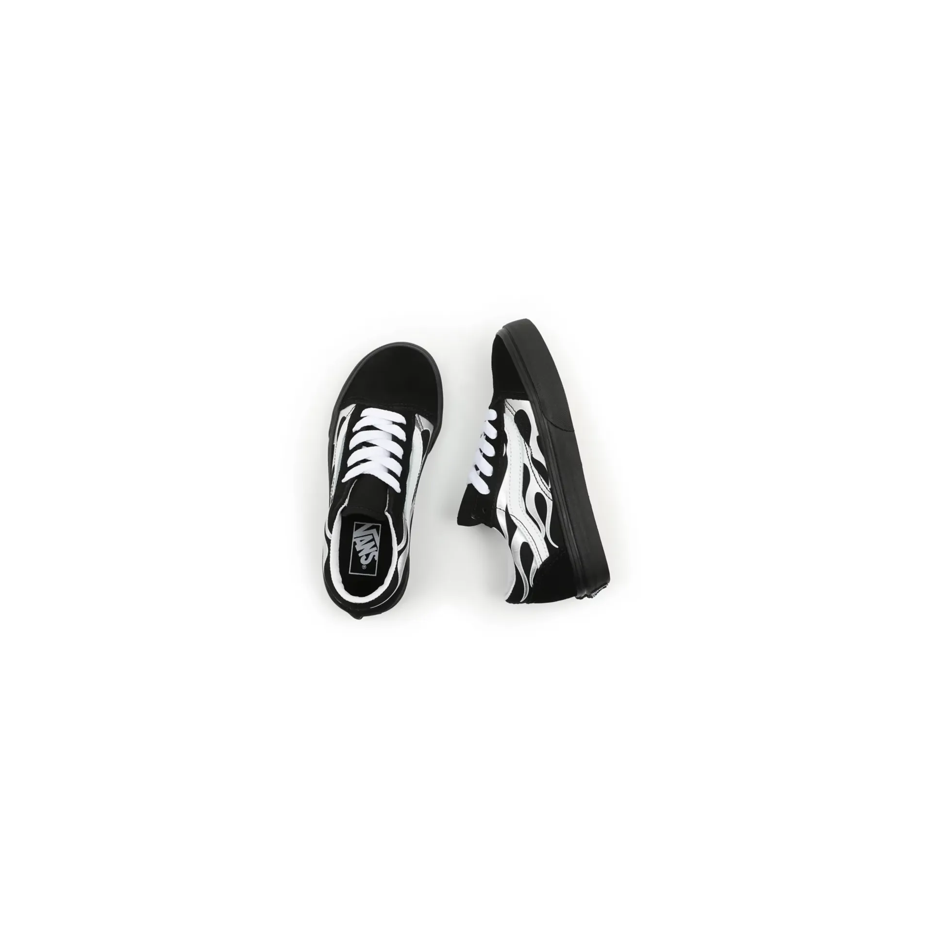 Waterproof Casual Walking Shoes Vans Kid's Metallic Flame Old Skool Shoes - Black / Silver