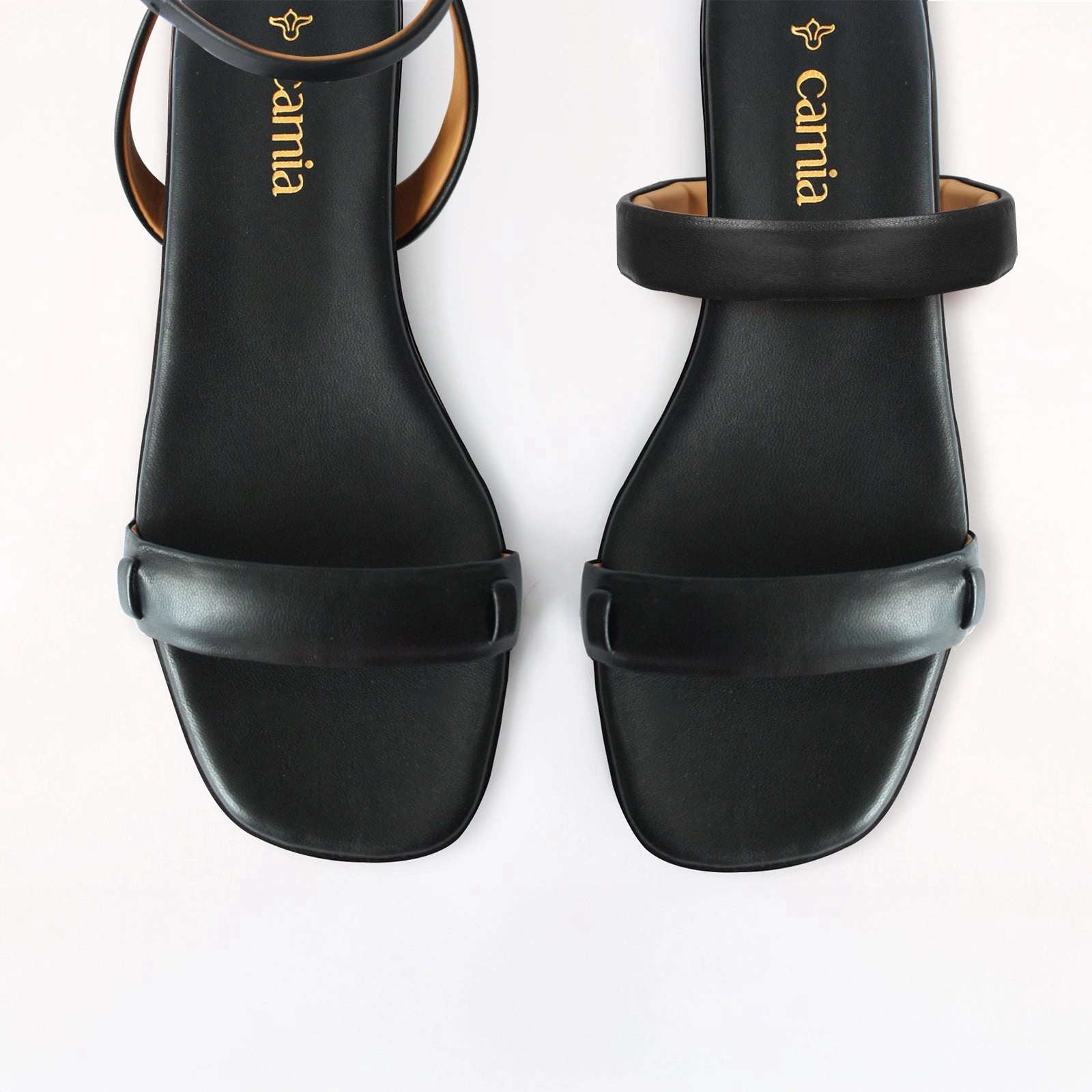 Leather Platform Sandals Black Swap Sandal Middle Cushion