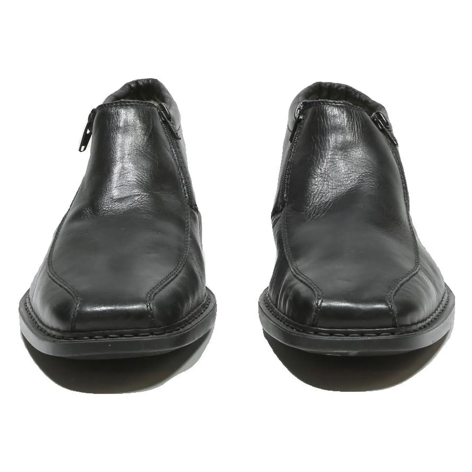 RIEKER Mens Black Leather Ankle Boots UK 11 Smart Casual Comfortable Zip Milwaukee Boots