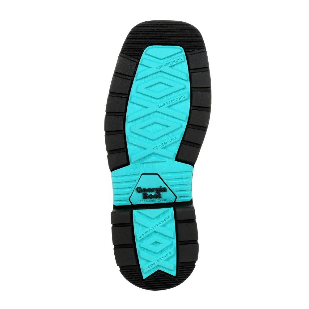 Zippered Boots 'Georgia Boot' Children's 8" Carbo-Tec Western Square Toe - Brown / Turquoise (Sizes 8.5C-3Y)