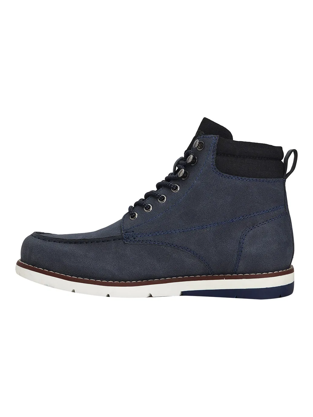 Wide Ankle Boots Men's Blue Solid Boots