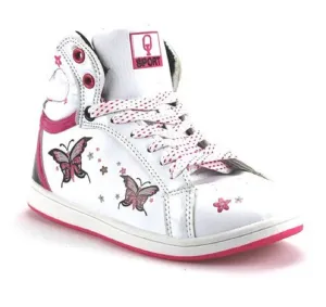 Girls Ositos Sport High Top Lace Up Butterfly Sneakers TBT-07K White/Fuchsia Lace Up Sandals Heels