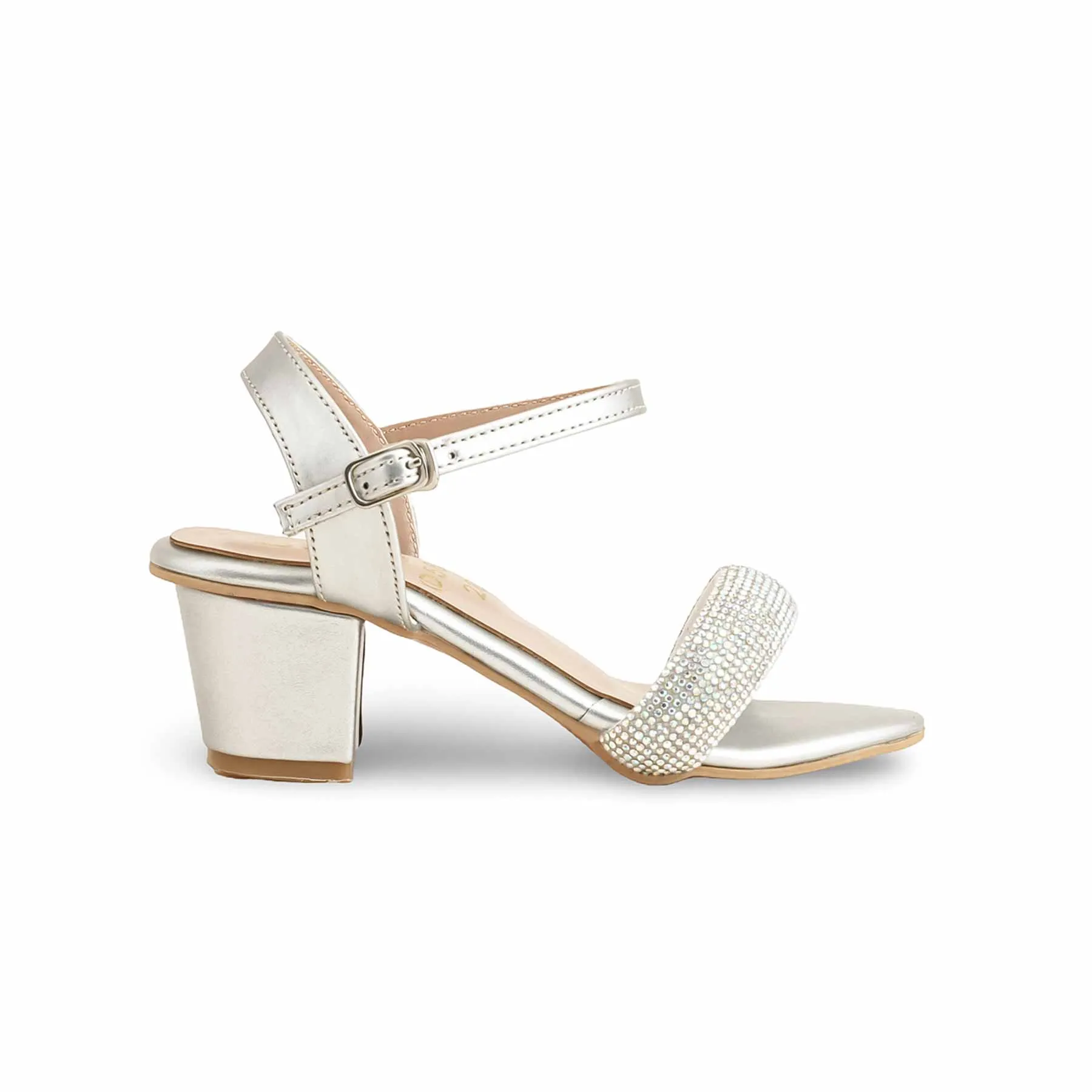 Dress Leather Sandals Girls Silver Fancy Sandal KD5632