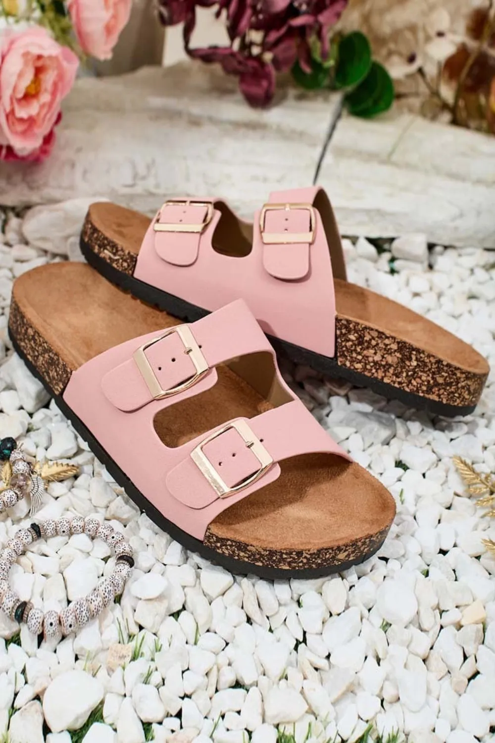 PINK SOFT FOOTBED SUMMER FLAT SLIDERS SANDALS (PACK A) Slippers Oz