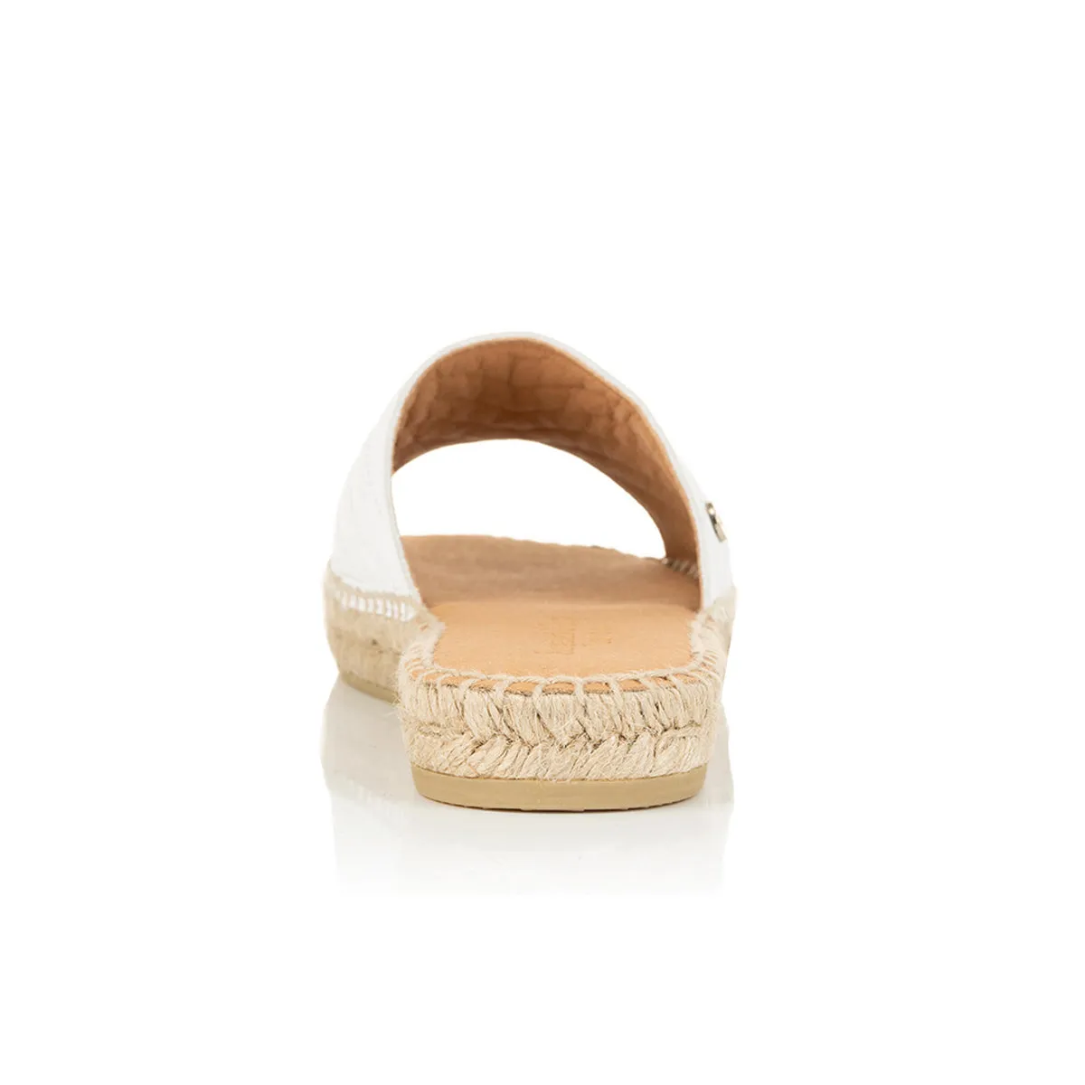 Alaskan Slippers Sarah Wide Fit Espadrille Sandals - White Quilted Leather