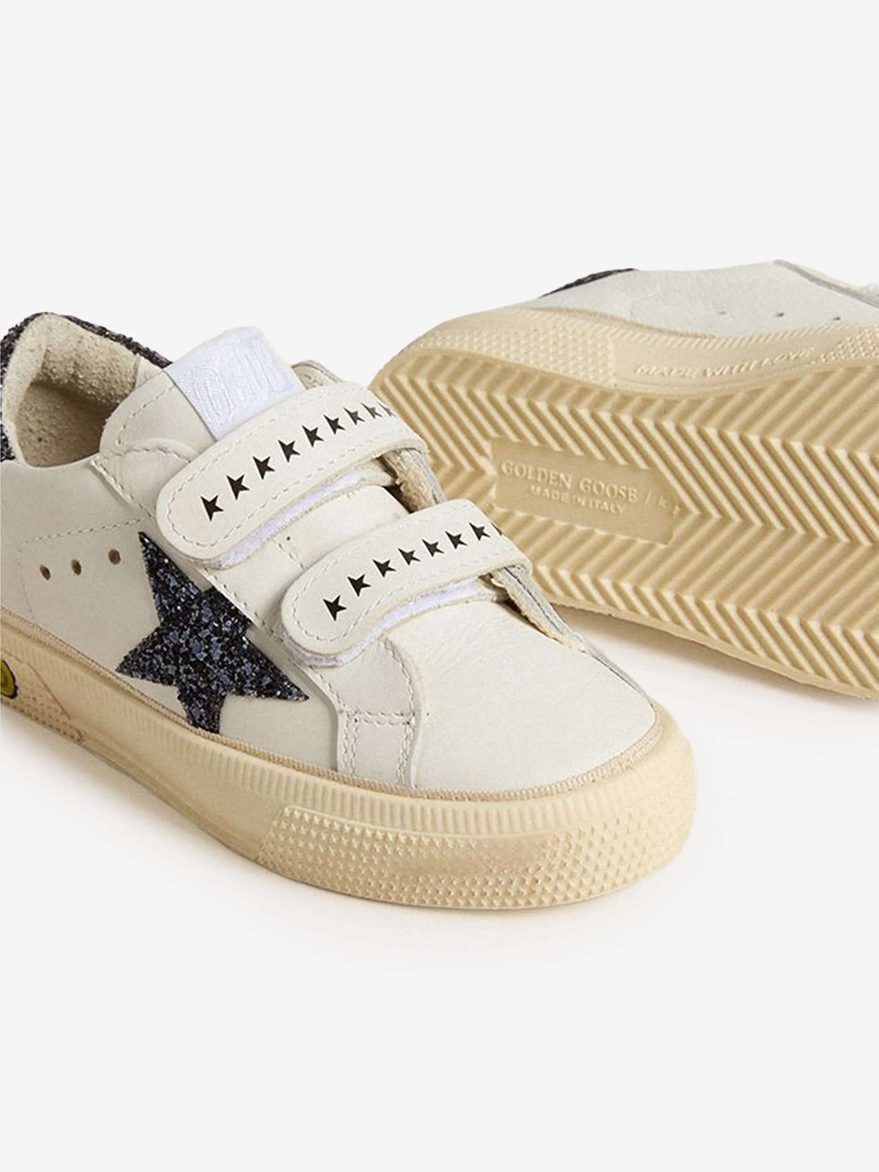 Golden Goose Girls Leather and Glitter Star May Trainers in White Bo Jackson Trainer Shoes
