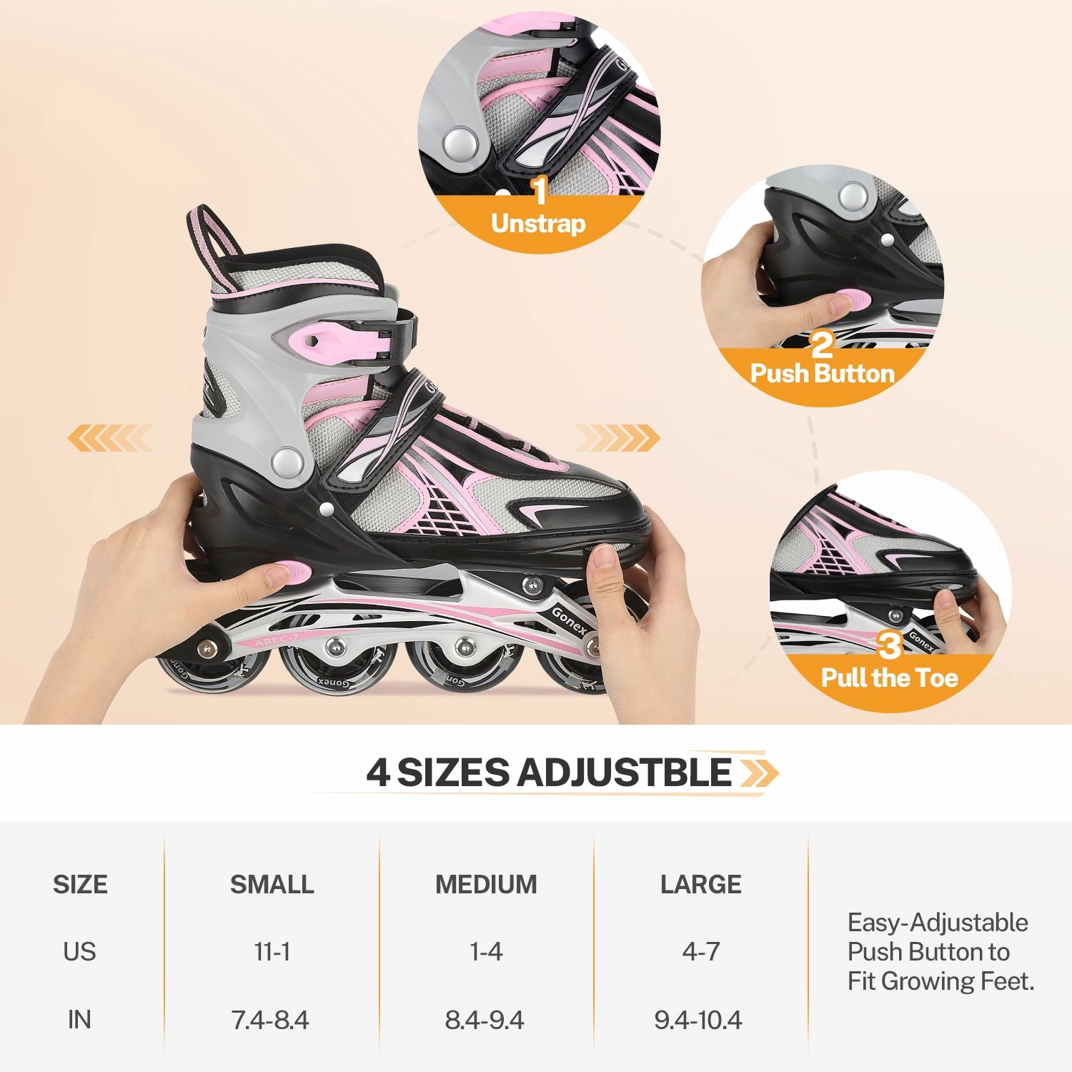 Slip-on Glow-in-the-dark Skull Skate Gonex Inline Skates for Girls Boys Kids