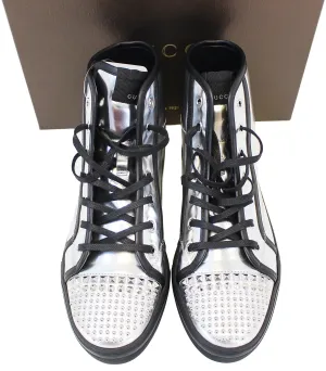 Shoes For Casual Pants GUCCI Womens Metallic Leather High Top Studs Sneakers Size 41 G US 11.5 370875