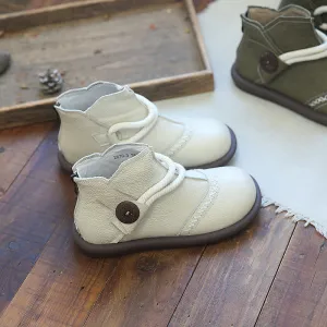 Cute Rain Boots For Wide Calves Women Retro Soft Cowhide Casual Ankle Flat Boots