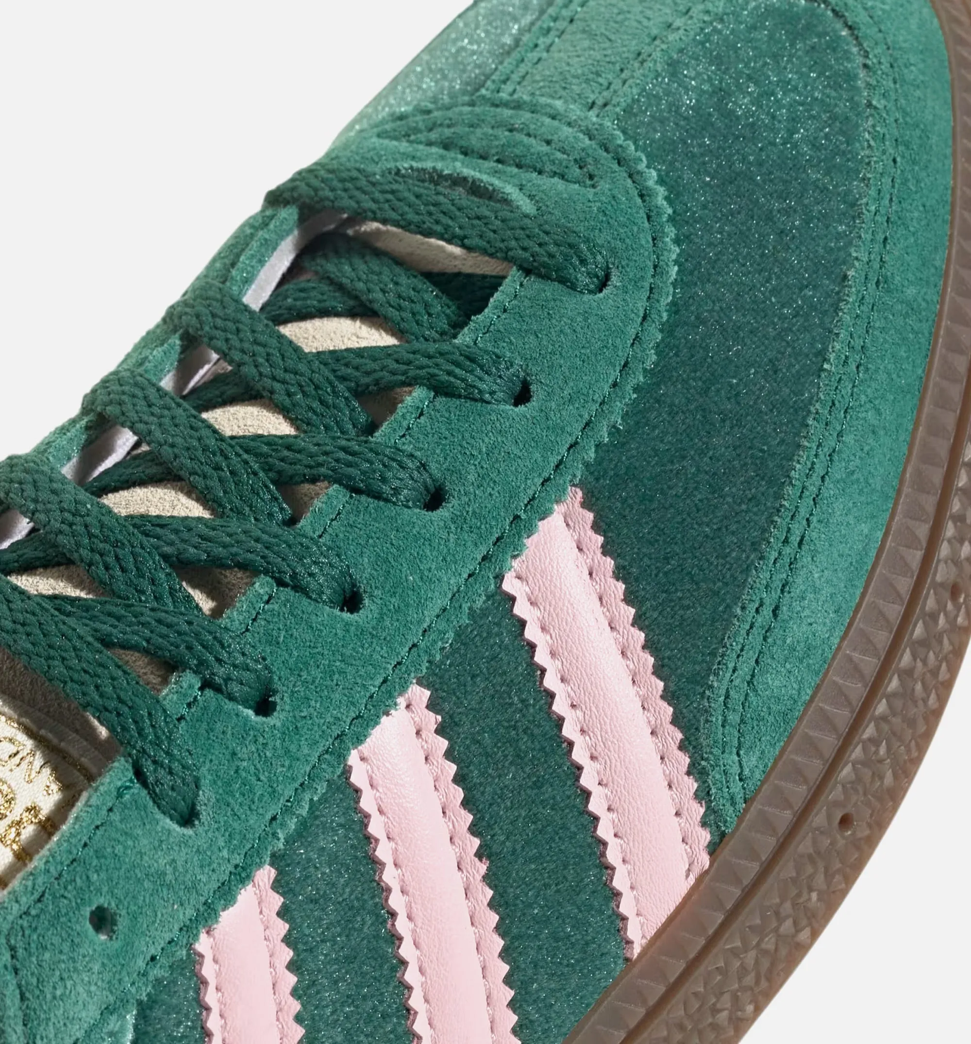 Handball Spezial Velvet Womens Lifestyle Shoe - Green/Pink Work Shoes Casual