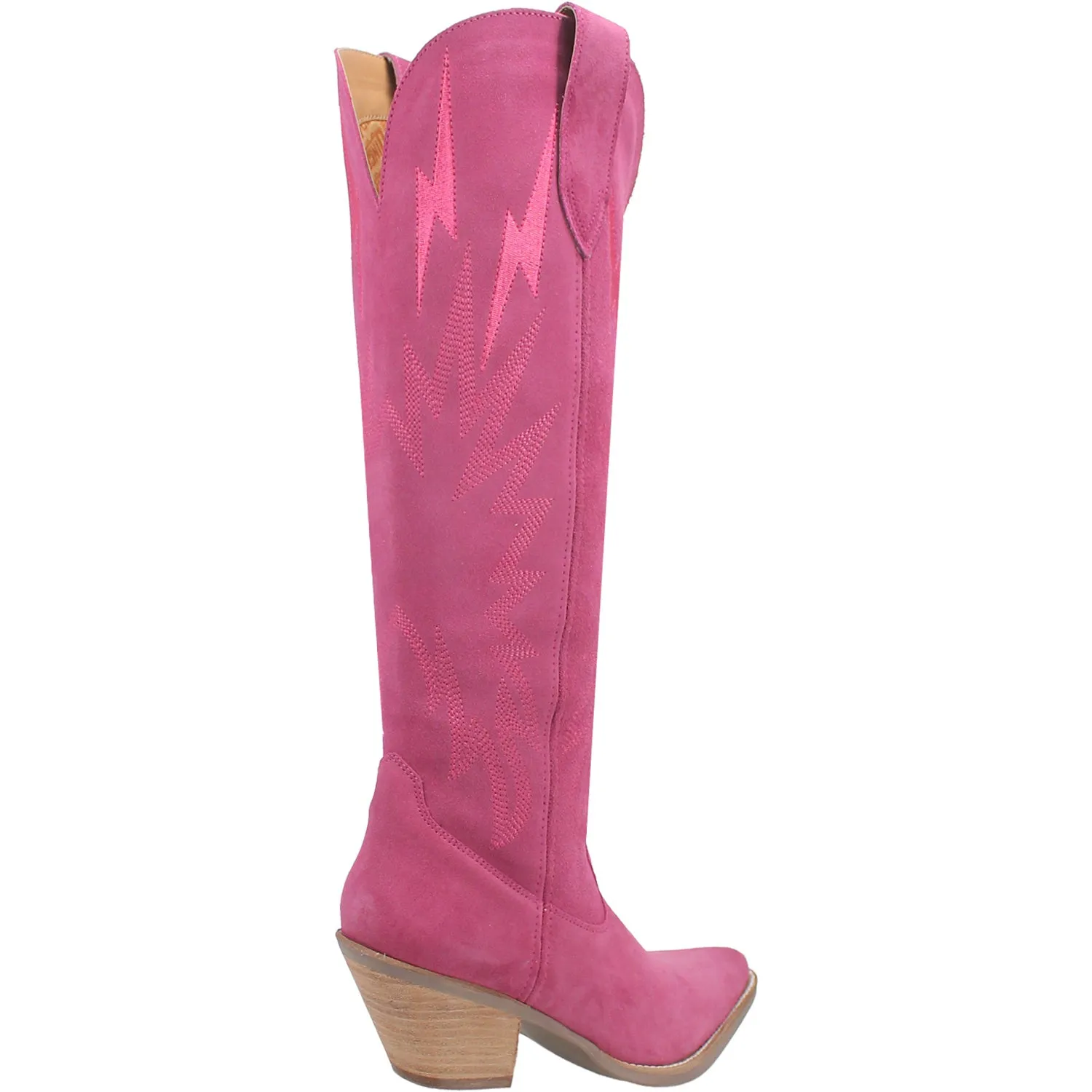 Over The Knee Flat Boots Dingo Womens Thunder Road Fuchsia Suede Fashion Boots