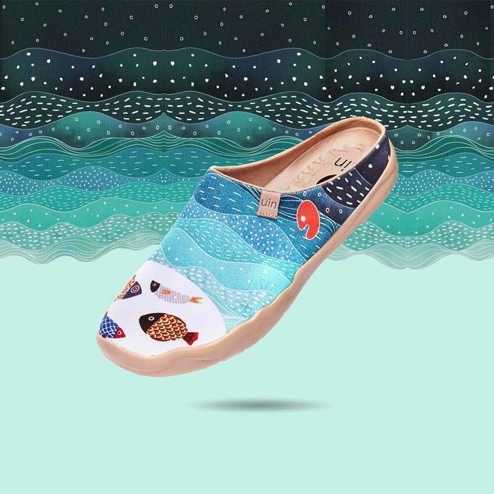 Olukai Nohea Moku Casual Shoes Happy Fish Men Slipper