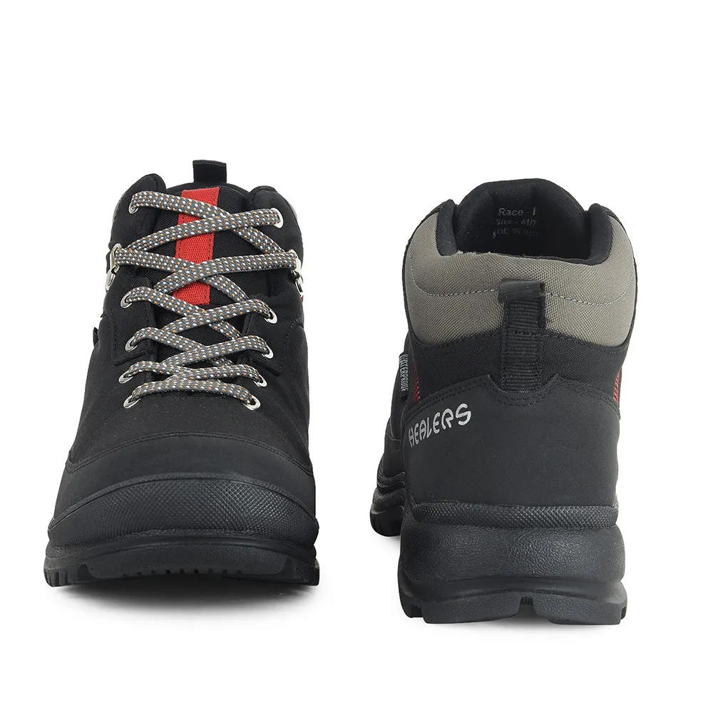 Healers Sports Trekking Black Lacing Shoes For Men RACE-1 By Liberty Casual Johnston And Murphy Shoes