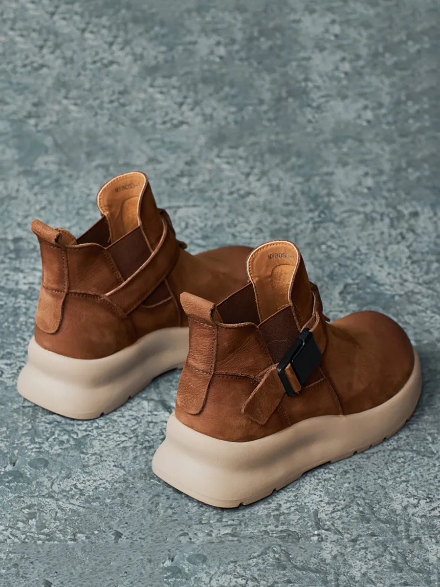 Rain Boots Sam's Club Women Winer Vintage Genuine Leather Platform Boots QM028