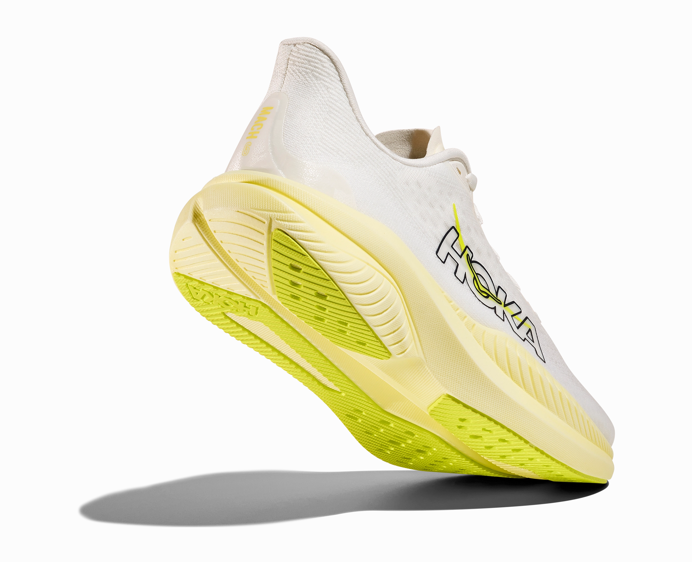 HOKA Women's Mach 6 - WHITE / NEON HOKA CITRUS Vegan Shoes