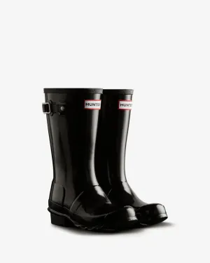 Hunter Original JFT6000RGL Kids  Black Waterproof Wellington Boots GBNC682 Soccer Cleats On Turf Field