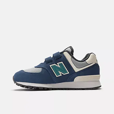 New Balance Womens Running Shoe New Balance Kid's 574 Hook & Loop Navy/Grey Shoes