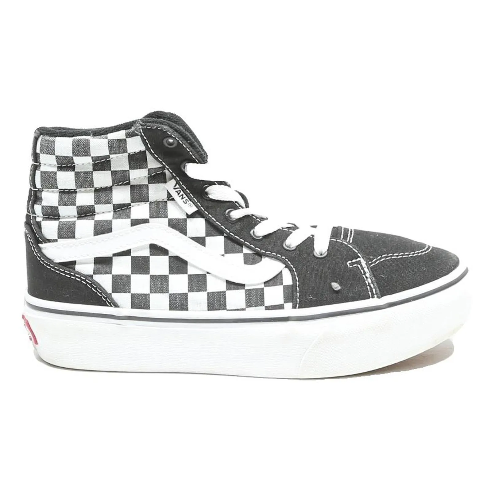 VANS Sk8-Hi Girls Lace-Up Trainers Black & White Canvas UK 3 Checkerboard Design Best Training Shoes For Football Players