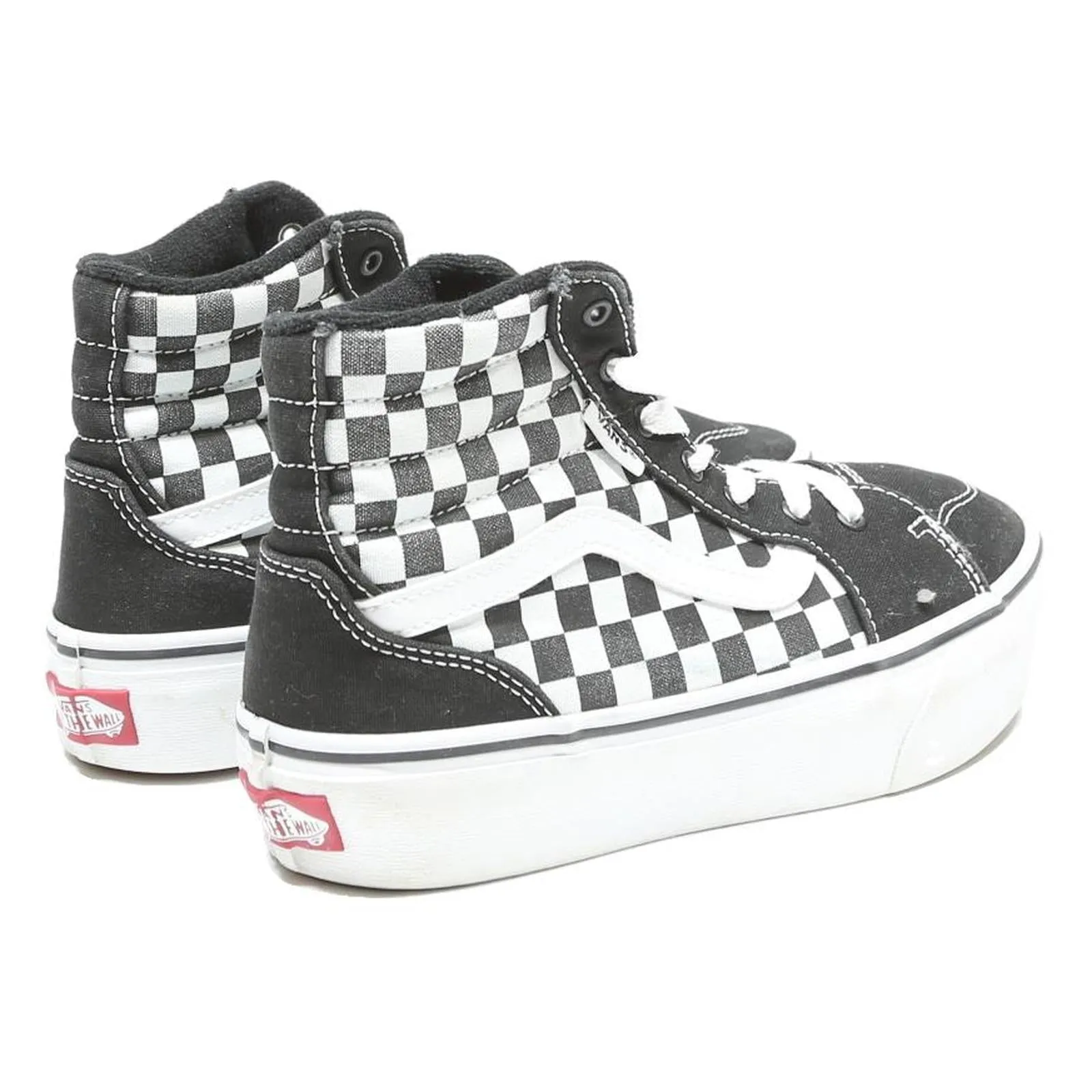 Shoes Kettlebell Training VANS Sk8-Hi Girls Lace-Up Trainers Black & White Canvas UK 3 Checkerboard Design