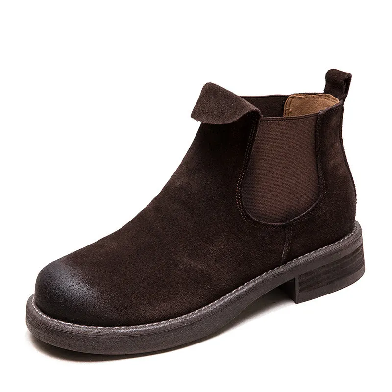 Coach Lace Up Rain Boots Women Retro Solid Nubuck Leather Casual Ankle Boots