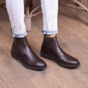 Boot Rain M-LF-0200343-Zip-up Leather Boots