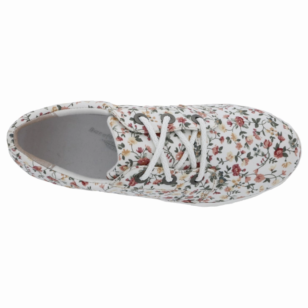 Business Casual Shoes With Jeans Drew Ruby White Floral Canvas Sneaker (Women's)