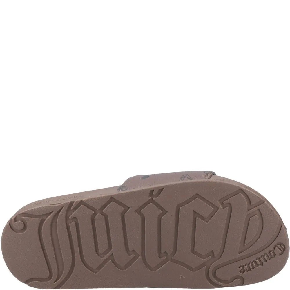 Sheepskin Fur Slippers Juicy Couture Mia Monogram Slider