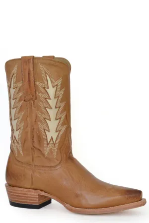 Stetson Womens June Tan Leather Cowboy Boots Beige Boots