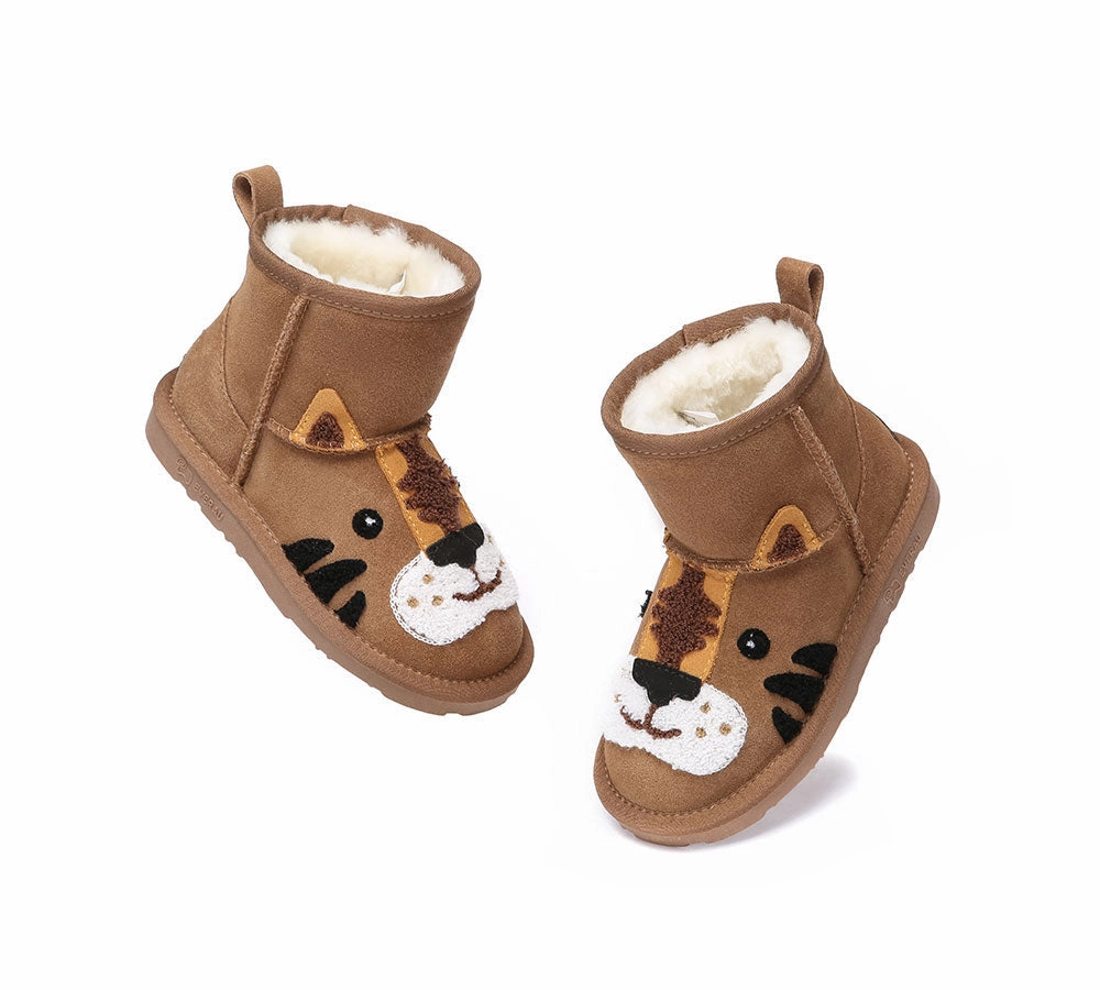 Cinderella Rain Boots Kid Sheepskin Wool Boots Tiger Kids Plus