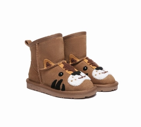 Kid Sheepskin Wool Boots Tiger Kids Plus Boots Template
