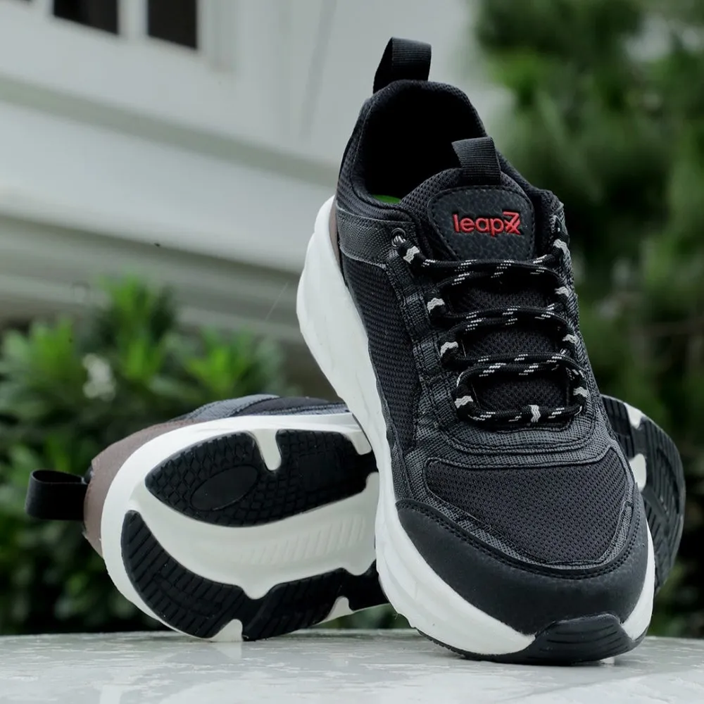 Racer Shoes Running Leap7x Sports Black Running Shoes For Mens MOUNT-E By Liberty