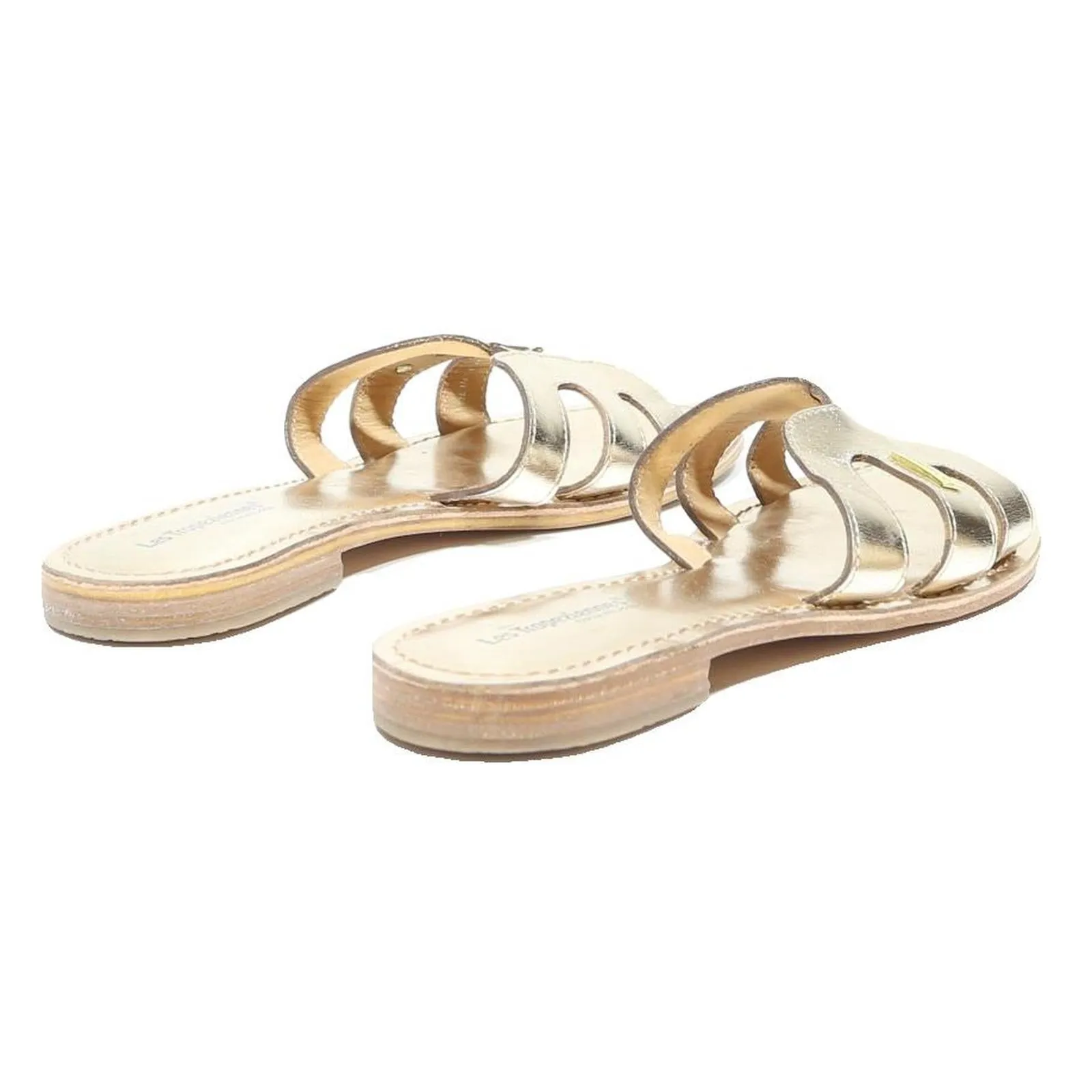 Thick Soled Slippers LES TROPEZIENNES Womens Leather Gold Strappy Slider Sandals UK 7 Summer