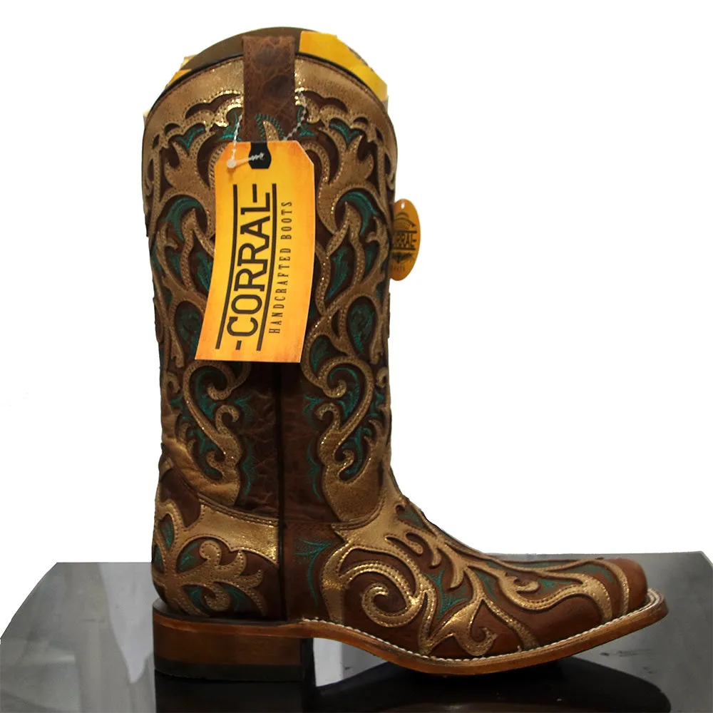 Corral Women's French's 50th Anniversary Boots - Tobacco & Golden Square Toe Little Rain Boots