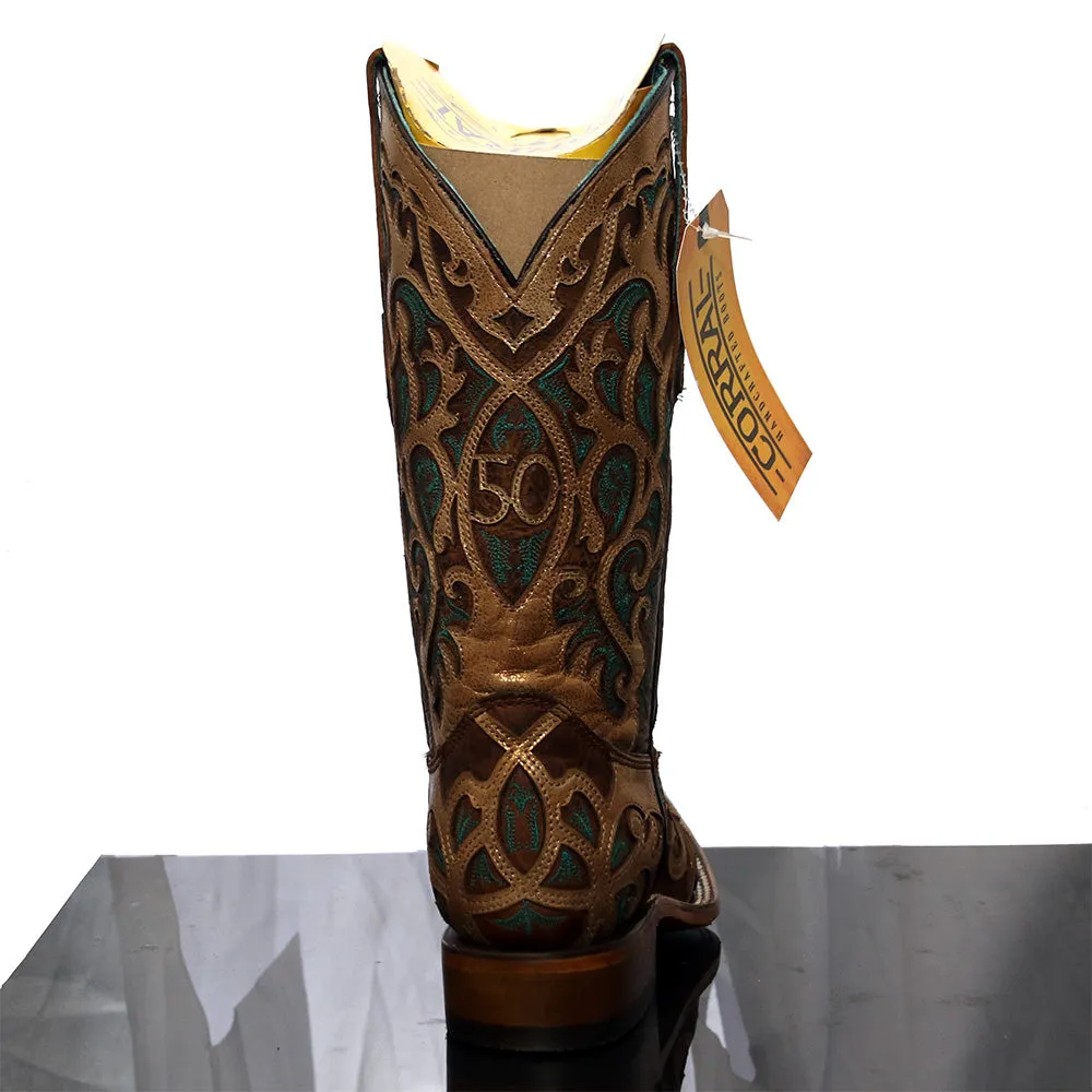 Bean Boots For Rain Corral Women's French's 50th Anniversary Boots - Tobacco & Golden Square Toe