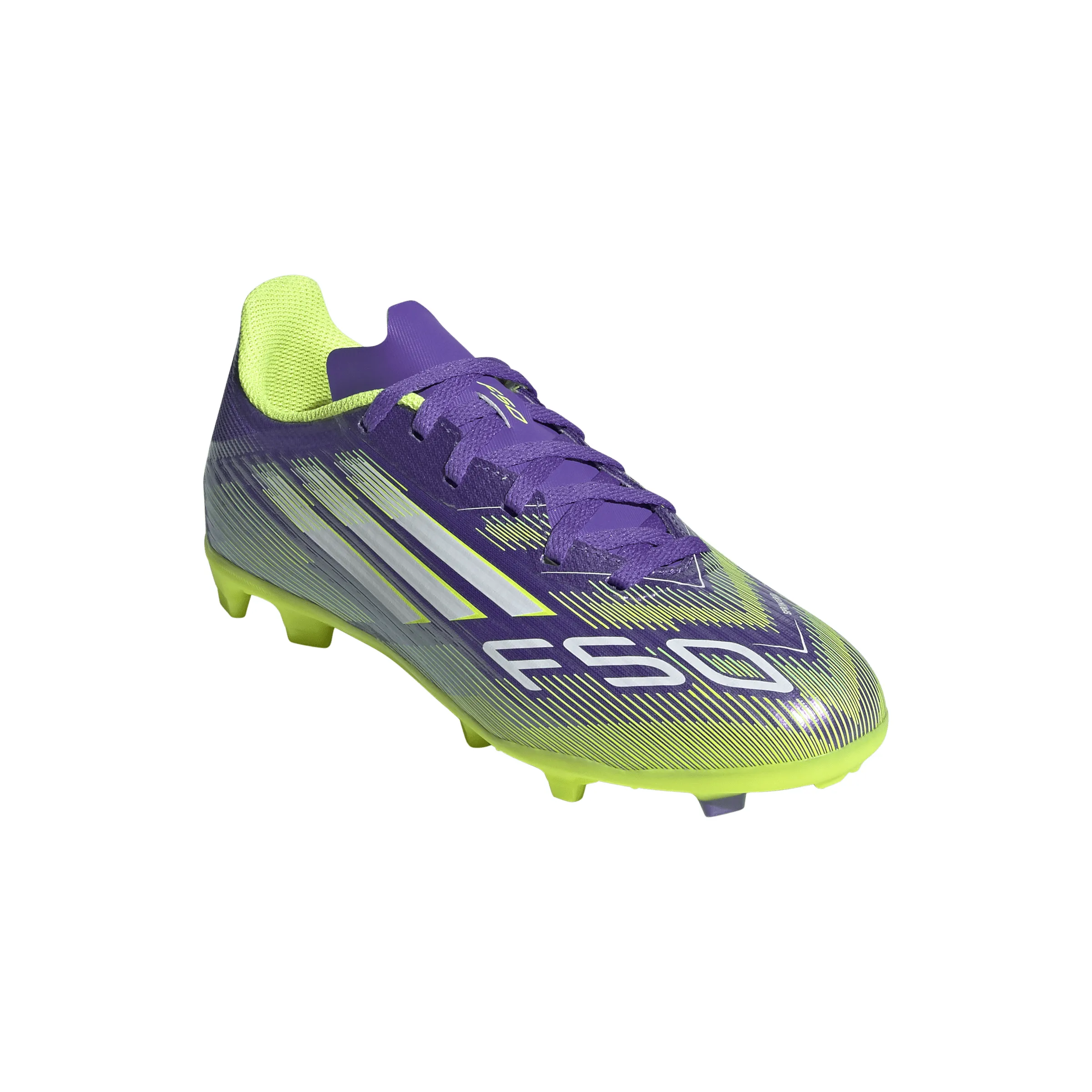 Soccer Cleats Tongue adidas Junior F50 League FG Firm Ground Soccer Cleats - Purrus/ FTWhite/ Luclem