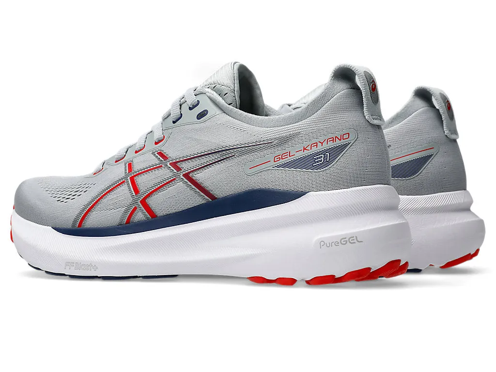 Asics Mens Gel Kayano 31- Piedmont Grey/Firery Red (1011B867-021) Gym Shoes For Strength Training