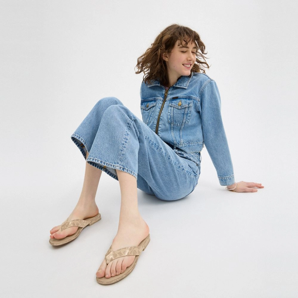 Business Casual Shoes Woman Coach Bridgette Sandal In Signature Canvas Beechwood