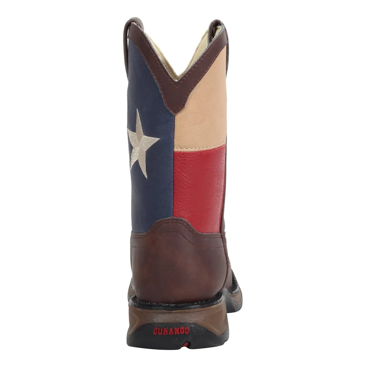 Lil' Durango Kids Boys Brown Faux Leather Texas Flag Pull-On Cowboy Boots Bearpaw Toddler Rain Boots