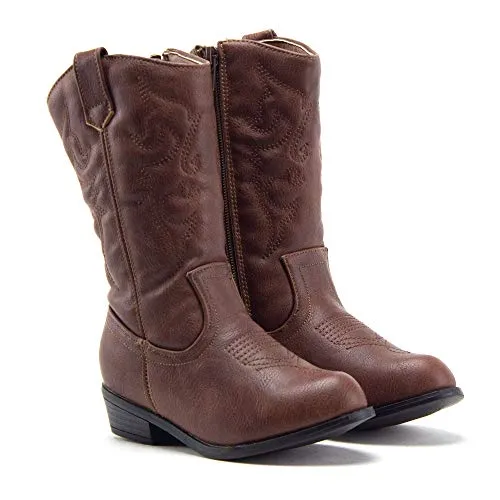 Little Girls Kids BDW-14 Tall Stitched Western Cowboy Cowgirl Boots Sidi Discovery Rain Boots