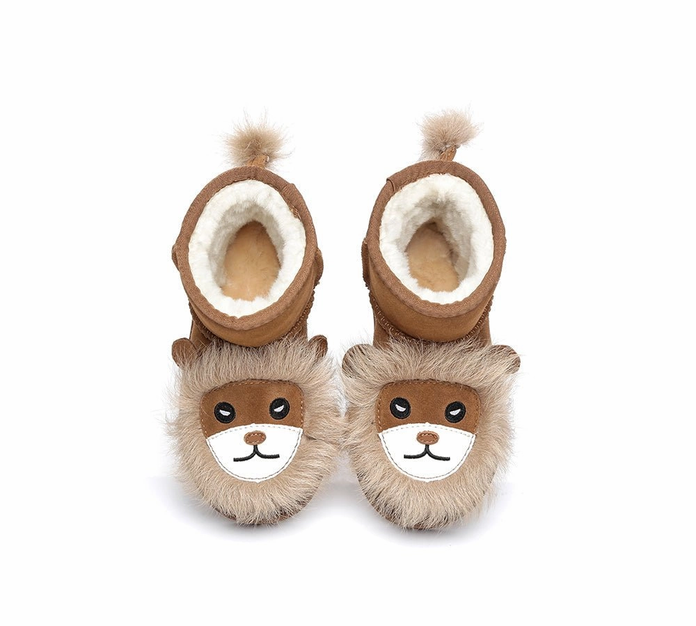 Boots Good For Snow And Rain Kids Sheepskin Boots Lion