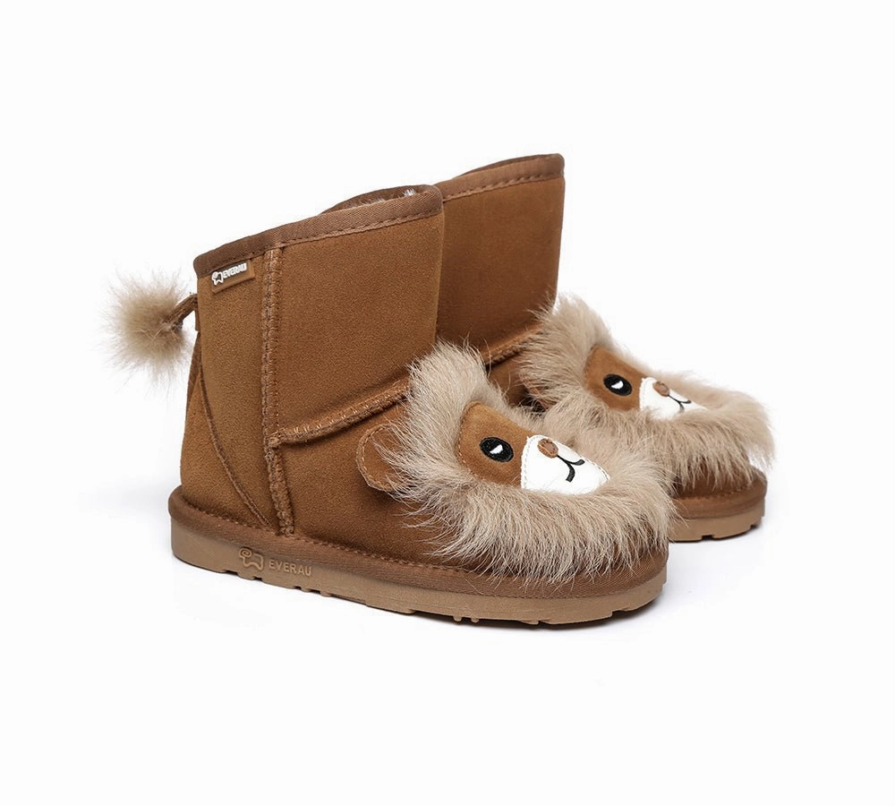 Kids Sheepskin Boots Lion Luxury Rain Boots