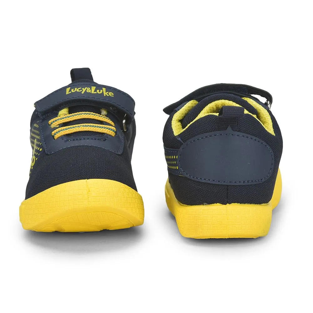 Spd Compatible Casual Shoes Lucy & Luke Navy Blue Casual Non Lacing Shoes For Kids BASTIAN-2E By Liberty