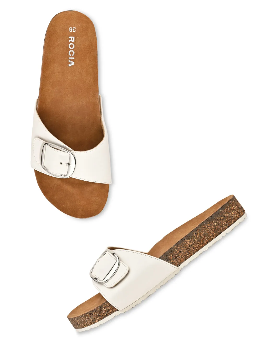 Rocia By Regal White Women Casual Flat Sliders Customizable House Slippers