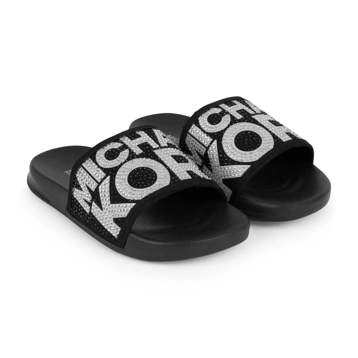 Slides Slate Marine Michael Kors Diamante Logo Sliders