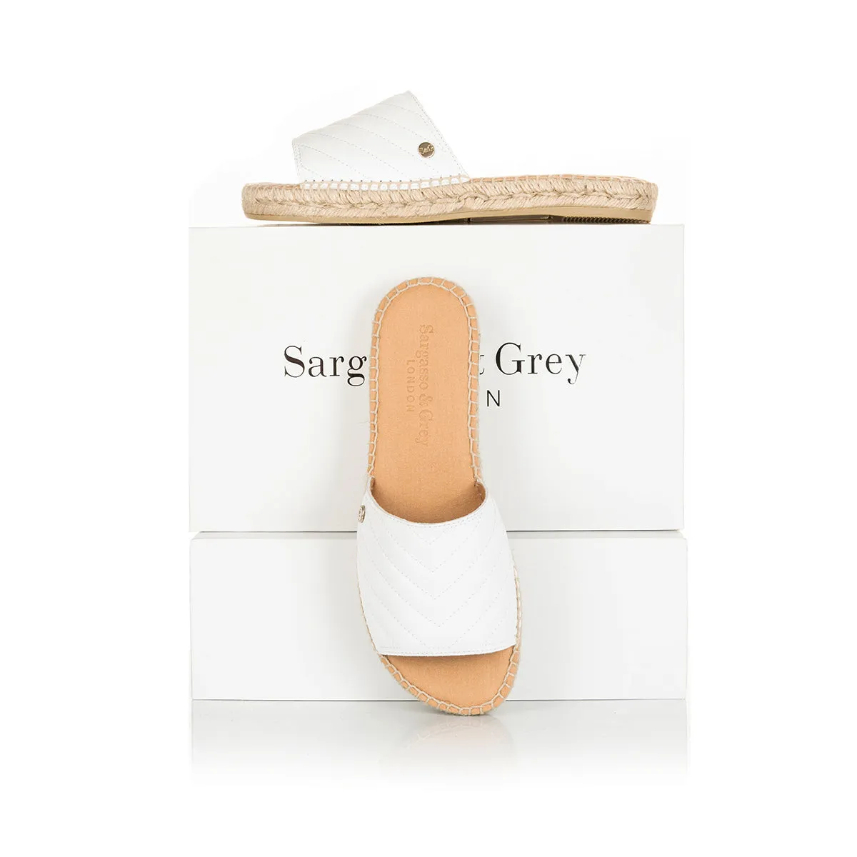 Ozark Trail Slippers Sarah Wide Fit Espadrille Sandals - White Quilted Leather