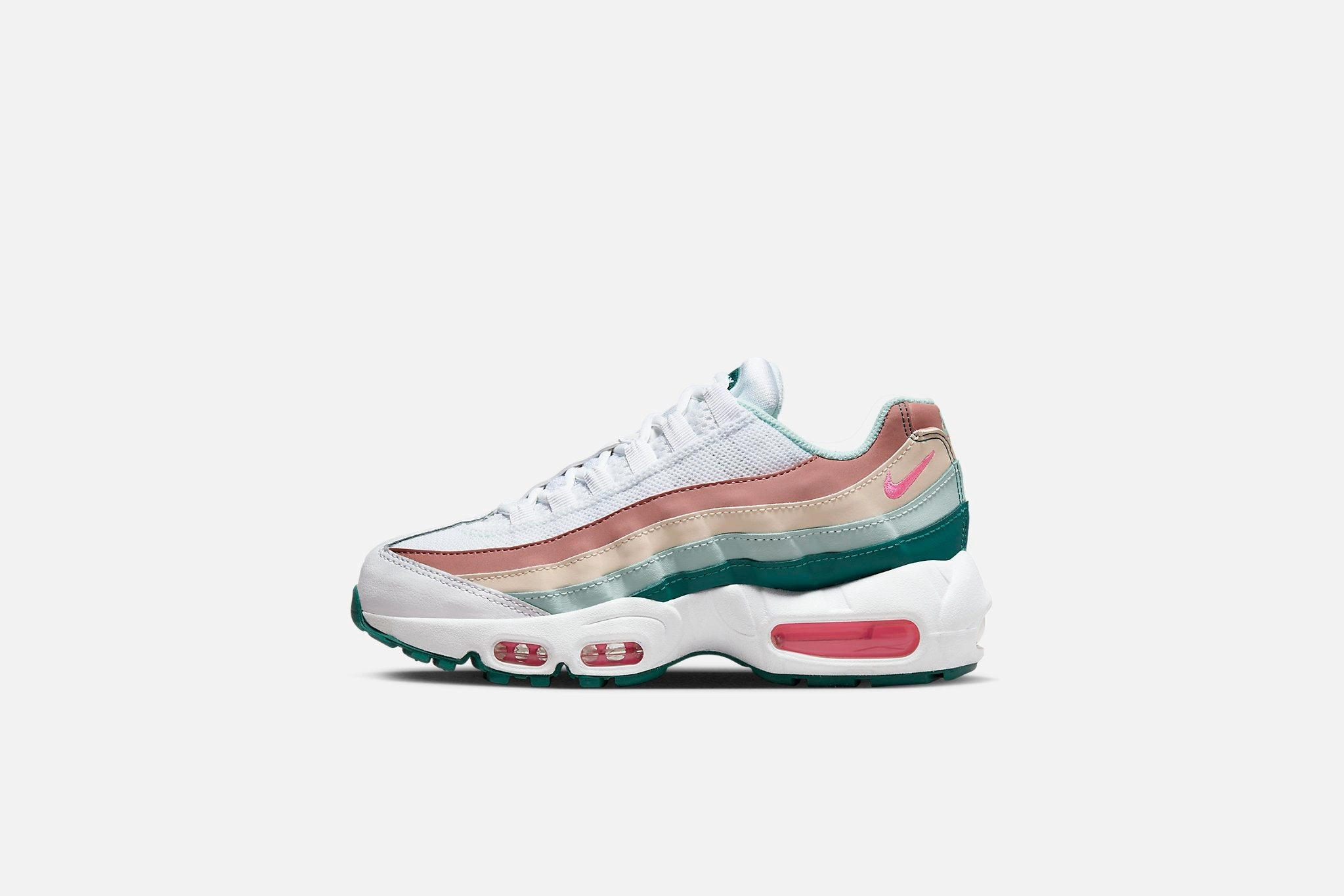 Nike "Air Max 95 Recraft" GS - White / Pink-Geode Teal Elevated Nike Shoes
