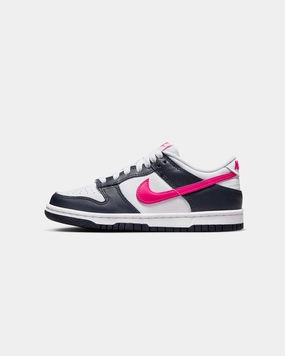 Orange Basketball Shoes Nike Kids' Dunk Low (GS) Dark Obsidian/Fierce Pink