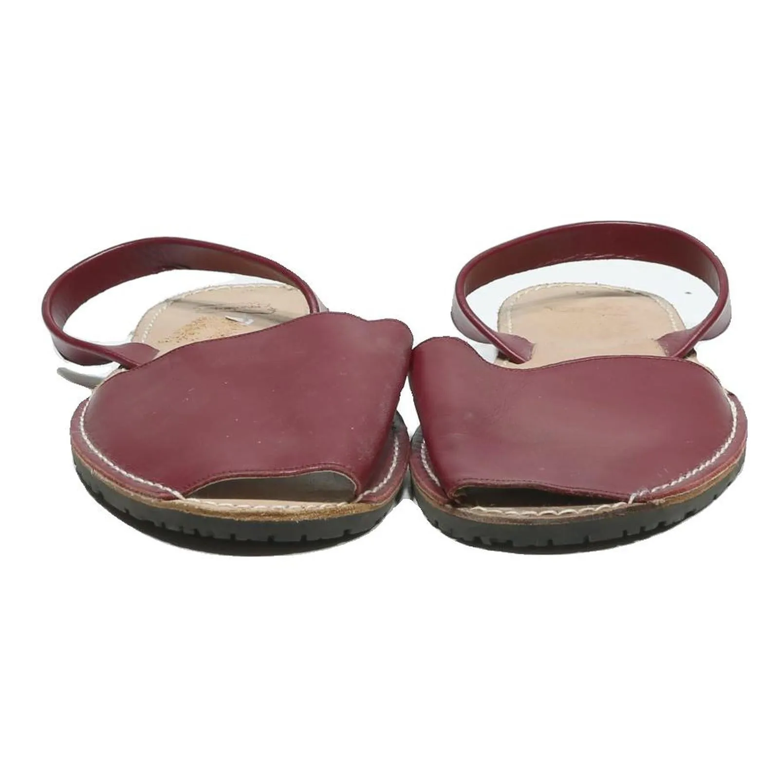 MENOREA Slider Womens Sandals Red Leather UK 9 Casual Flat Summer Shoes Slippers Pope